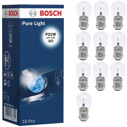 10x Bosch Żarówka P21W Pure Light 12V 21W BA15s