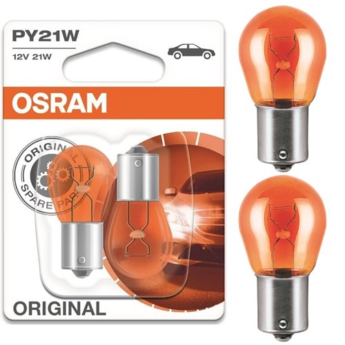 2X ŻARÓWKA OSRAM PY21W 12V 21W BAU15S ORGINAL KIERUNKOWSKAZY POMARAŃCZOWA