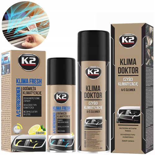 ZESTAW DO ODGRZYBIANIA I ODŚWIEŻANIA KLIMATYZACJI K2 LEMON I KLIMA DOKTOR