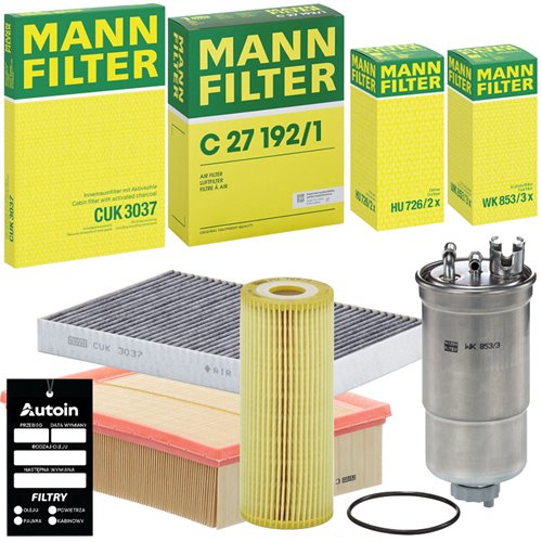 ZESTAW FILTRÓW MANN DO AUDI A4 B6 B7 1.9 2.0 TDI