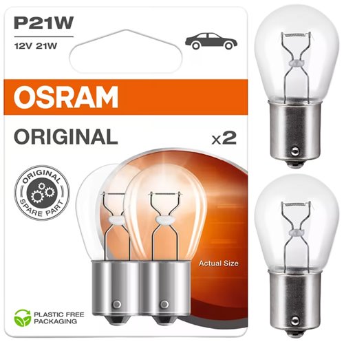 2X ŻARÓWKA OSRAM P21W 21W 12V BA15S DO ŚWIATEŁ  STOP COFANIA PRZECIWMGIELNE