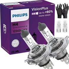 Żarówki philips h4 visionplus +60% 12v + gratisy