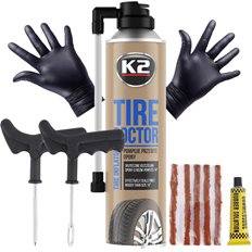 K2 TIRE DOCTOR 500ML W SPRAYU USZCZELNIACZ + ZESTAW NAPRAWCZY DO OPON KOŁA